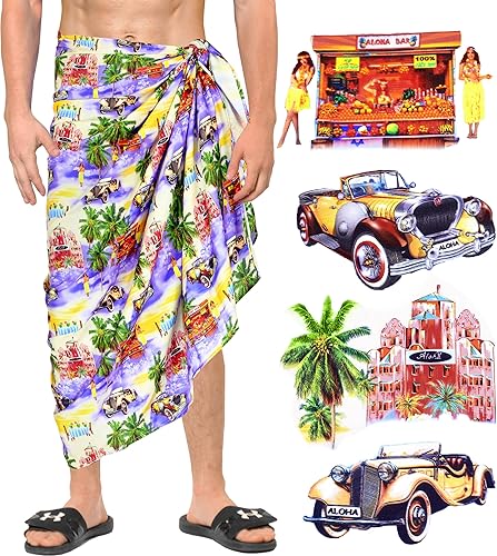 Miniatura 2 de LA LEELA Men's Sarong Bath Wraps Swim Pareo