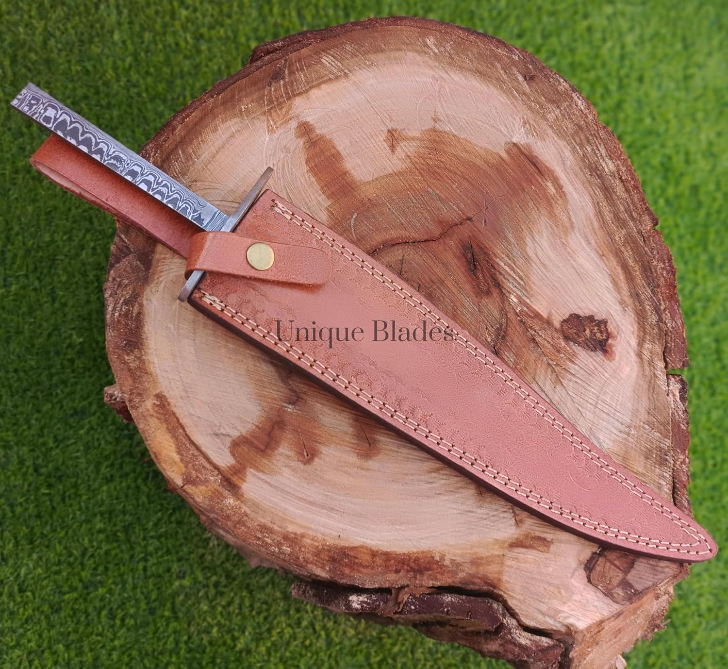 BLANK BLADE Full Tang Blade for Knife Making with Leather Cover, 17 Inches, Damascus Steel- Razor Sharpe With Guard