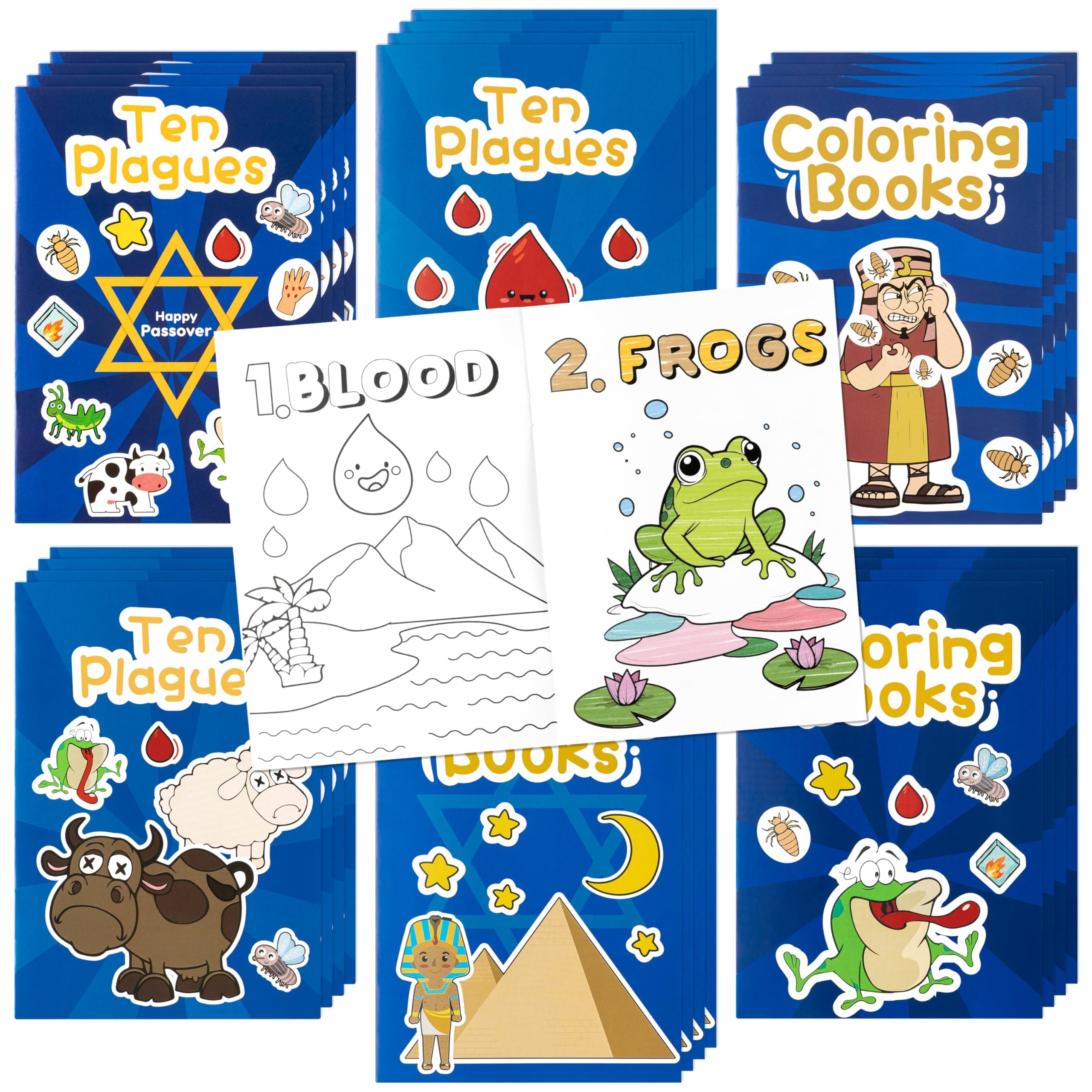 Bulk Passover Coloring Books, 48Pcs Ten Plagues Drawing Booklet for Kids