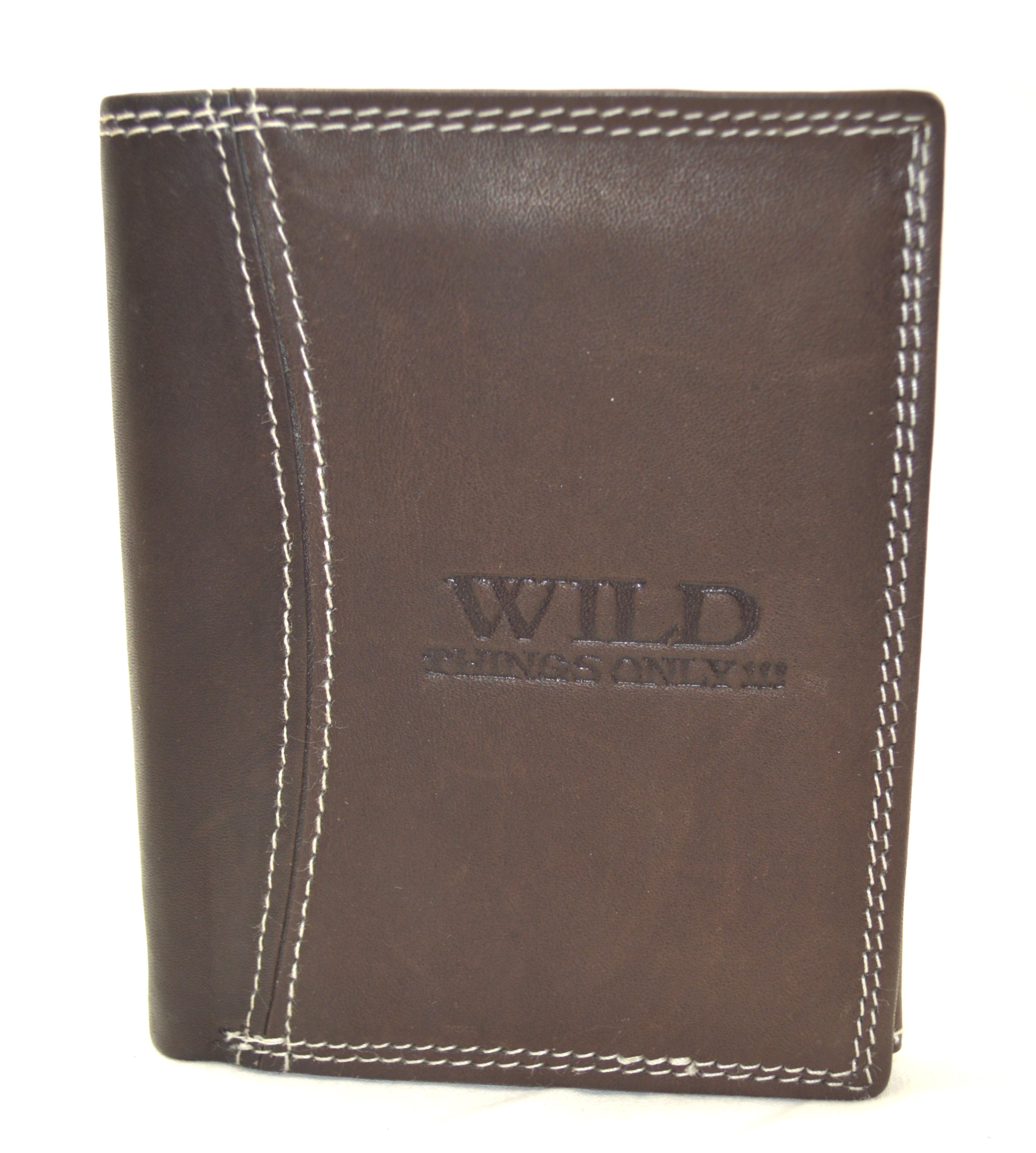 Men's Smooth Pure Leather Wallet Horizontal or Vertical with Double Lock Stitching and No Synthetic Materials - braun hochf