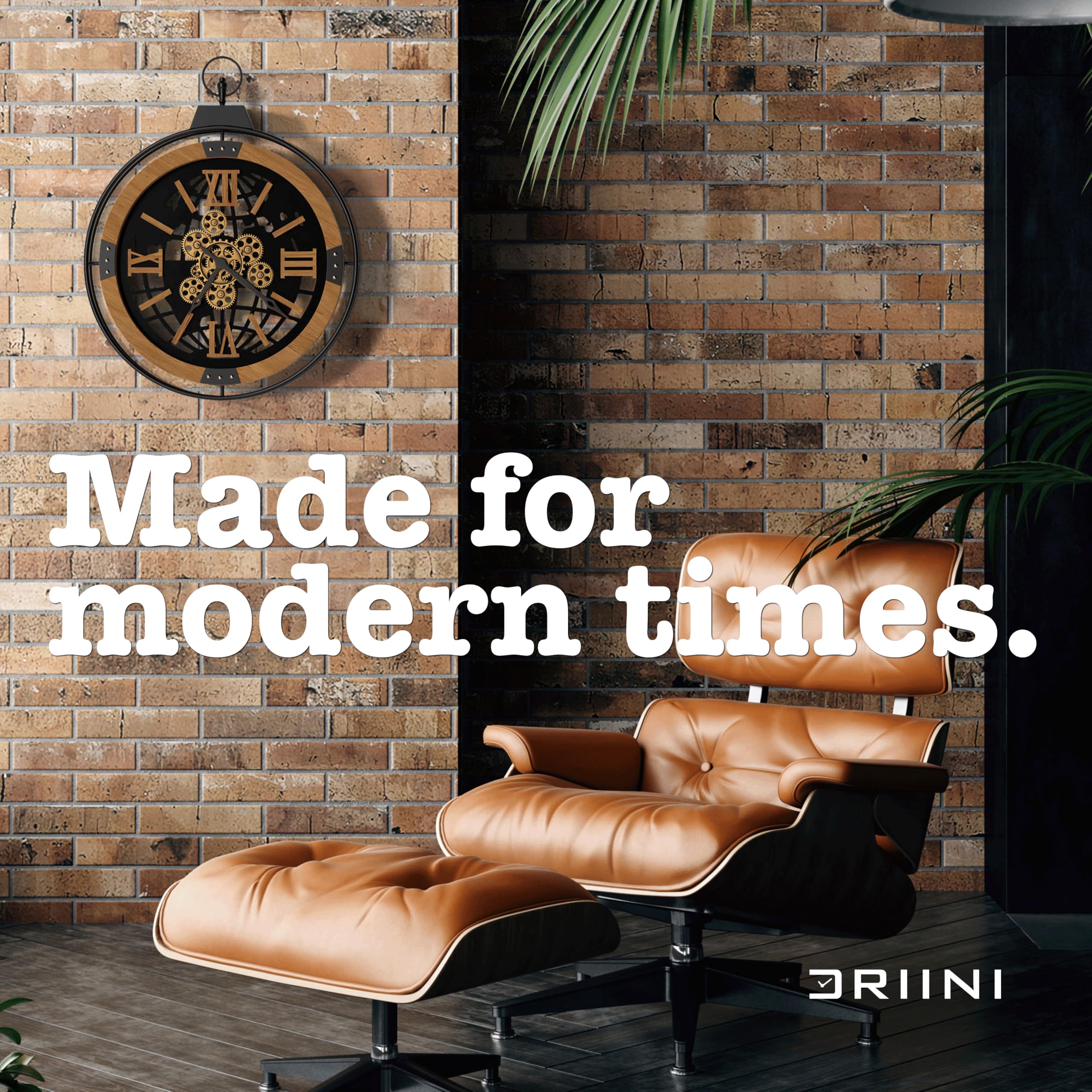 Driini 24 Inch Large Rustic Farmhouse Gear Clock With Moving ...