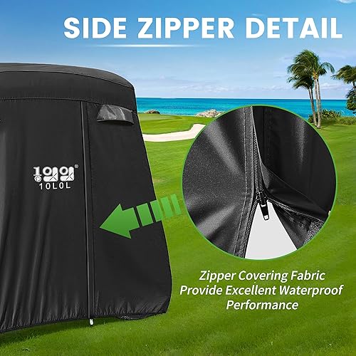 Miniatura 7 de 10L0L Funda para carrito de golf de 4 pasajeros se adapta a EZGO, Club Car, Yamaha, 400D, impermeable, resistente al viento, resistente al sol