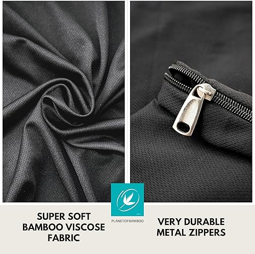 Miniatura 2 de Funda de almohada de cuña de repuesto de bambú (24 x 24 x 7 pulgadas) con cremallera, absorbe el sudor, absorbe la humedad, sin olor (negro)