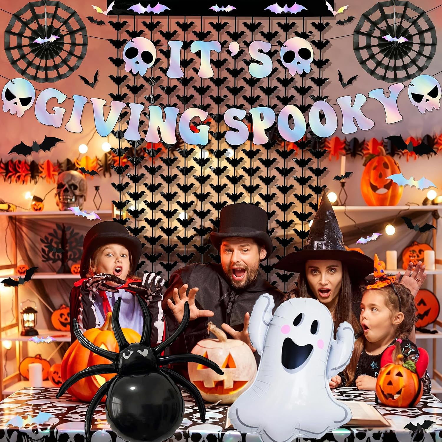 Vlipoeasn It's Giving Spooky Iridescent Halloween Party Decorations