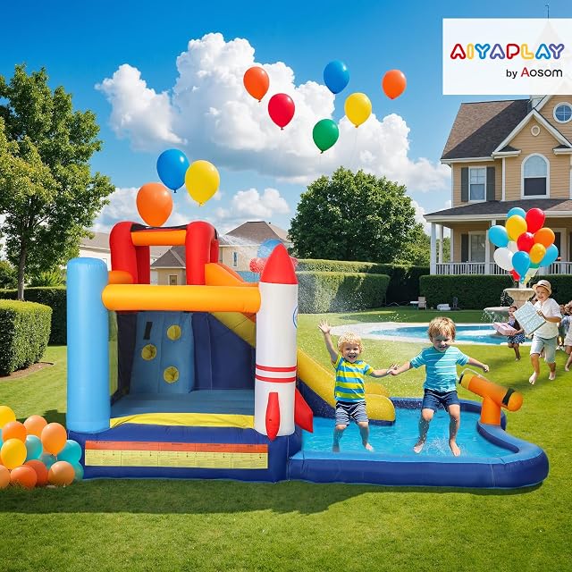 Foto 2 de 8 de AIYAPLAY Castillo Hinchable Acuático con Soplador 5 en 1 360x250x195cm