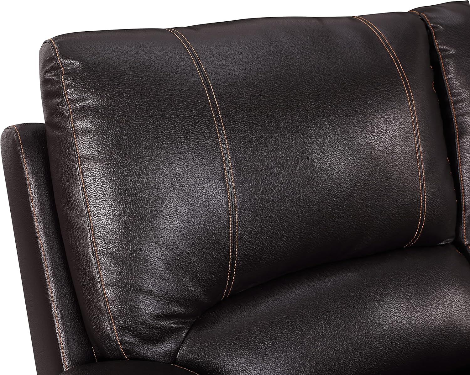 Blackjack Furniture Brantley Collection Leather Air/Match Upholstered Reclining Sofa for Living Room, Plush No-Sag Coil-with-Foam Padded Seats, Elegant Recliner Faux Leather Couch, Sofa, Umber