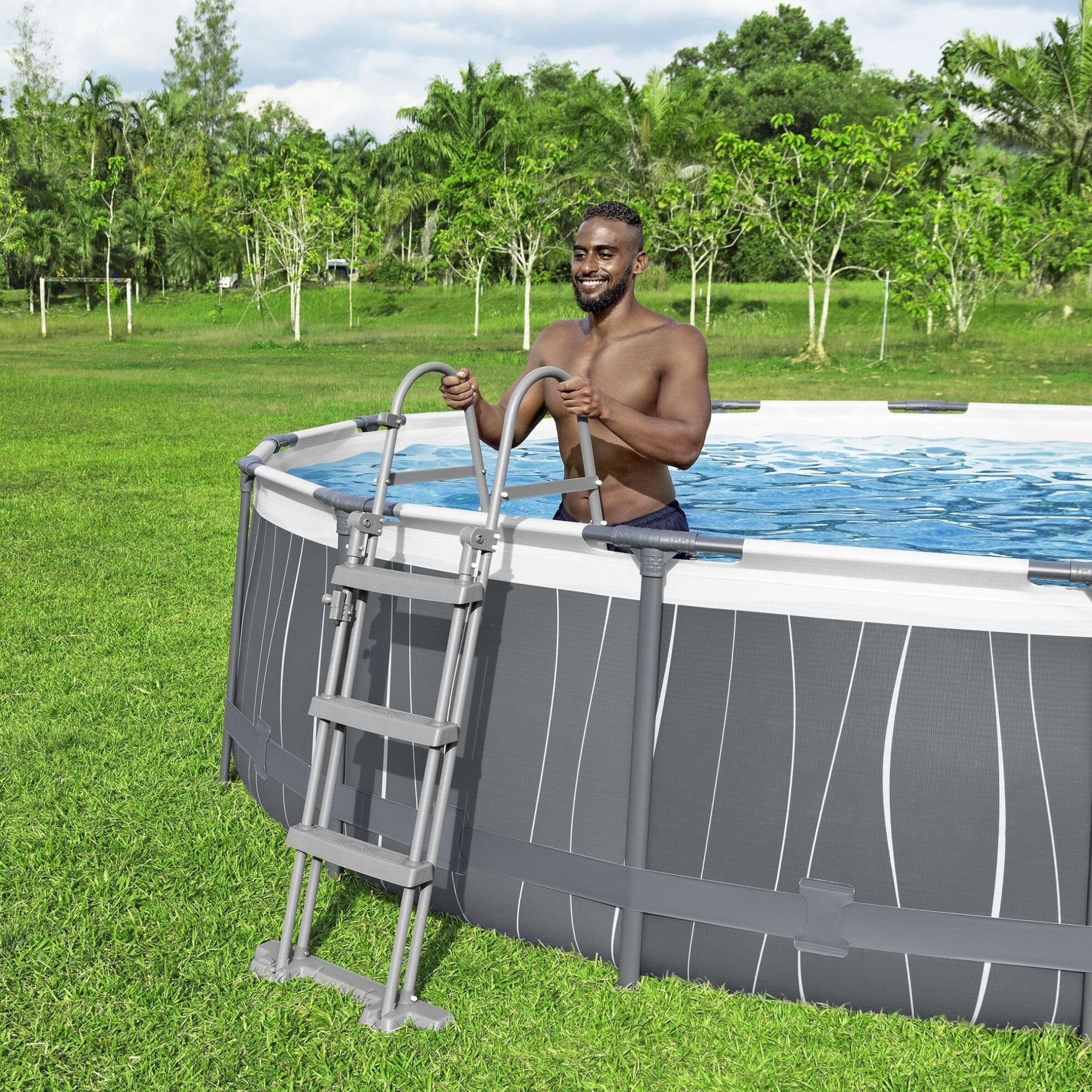 Echelle de sécurité 2 x 3 marches pour Piscine Hauteur 107 cm