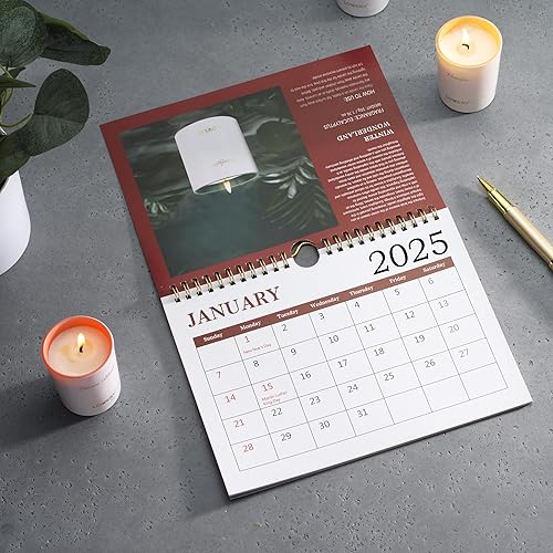 Miniatura 3 de Regalos para mujer, regalos de velas para mujeres con calendario de pared 2025, 12 velas de soja perfumadas únicas de aromaterapia y bolígrafo