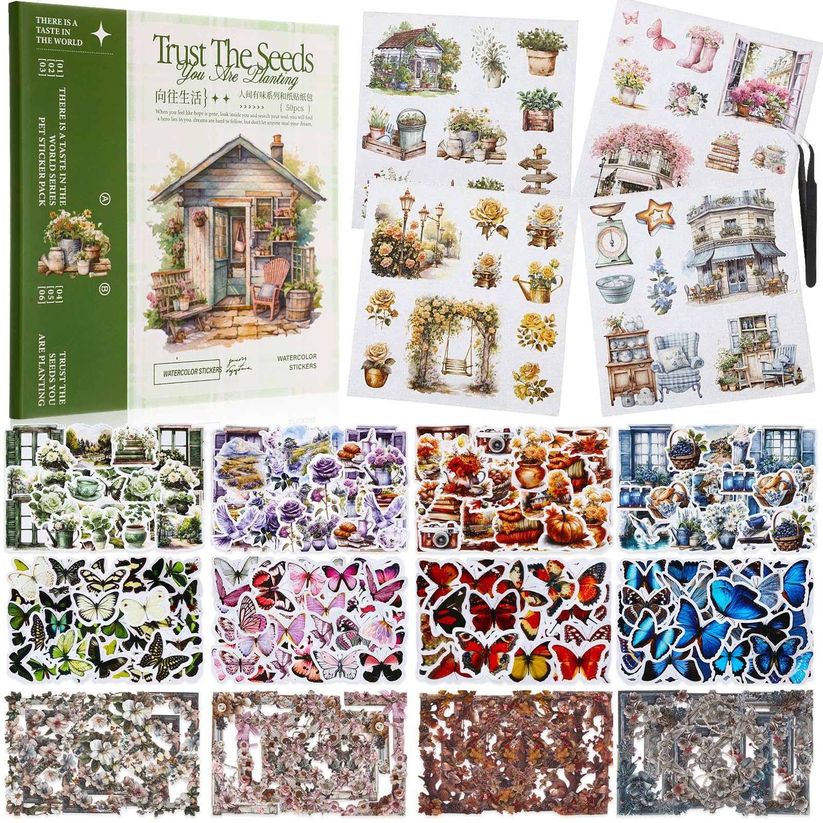 Papillons en papier pour scrapbooking et autocollants pré-découpés 918pcs
