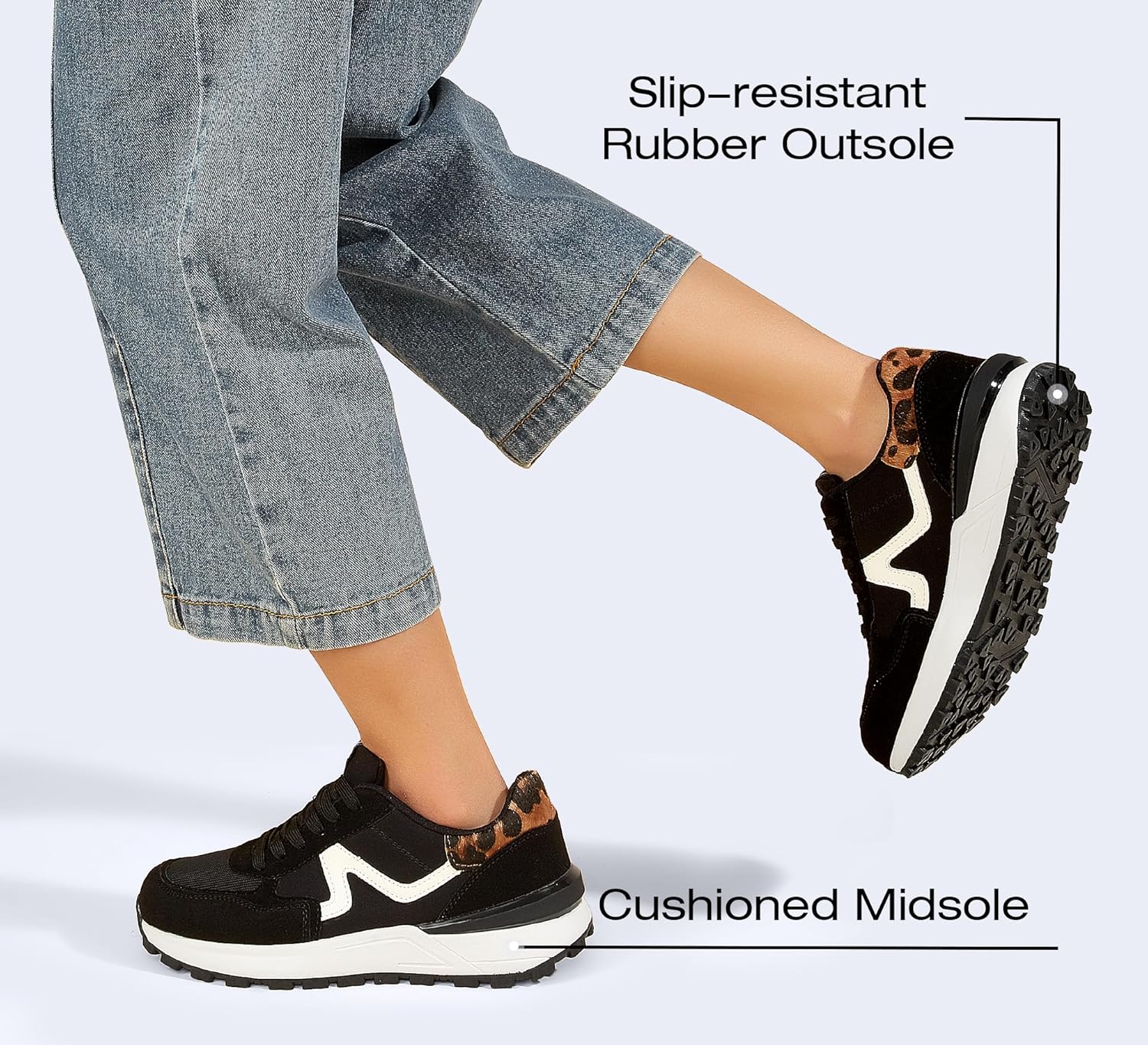 LUCKY STEP Women's Retro Fashion Casual Sneakers Colorblock Platform Classic Trendy Trainning Anti-Slip Tennis Travel Walking Shoes - Image 5