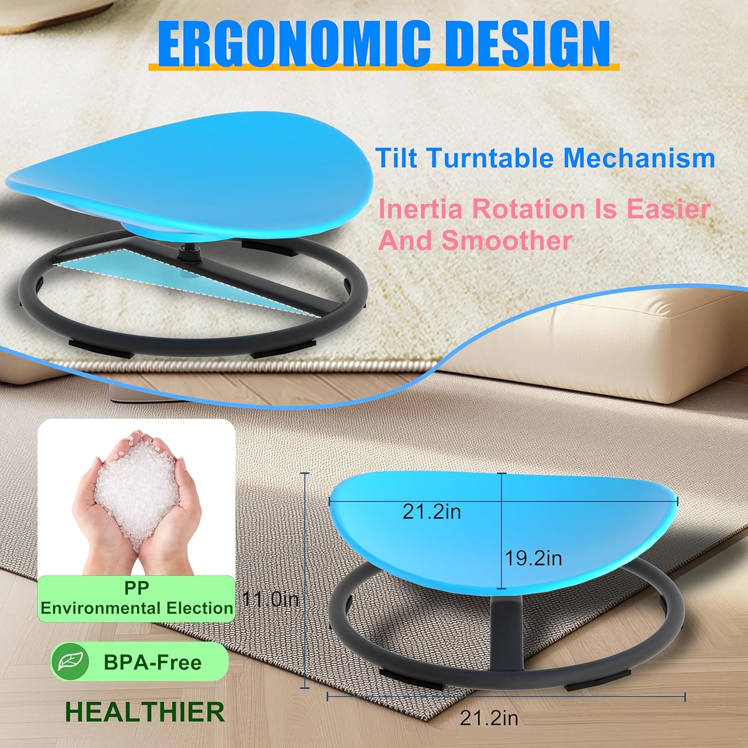 Spinning Chair for Autistic Kids, Sensory Swivel Spin Chair for Children with Autism, ADHD Sensory Sit and Spin Toys for Toddlers with Safe Spinny Motion (Blue)