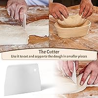 Vista 3 de Juego de 2 cestas ovaladas de 11 pulgadas para prueba de Banneton, kit básico de masa madre con pan lame, batidor danés, raspadores de metal