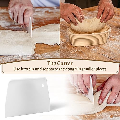 Miniatura 3 de Kit de iniciación de suministros para hornear pan de masa madre, cesta ovalada de 11 pulgadas, juego de 2, cesta de regalo