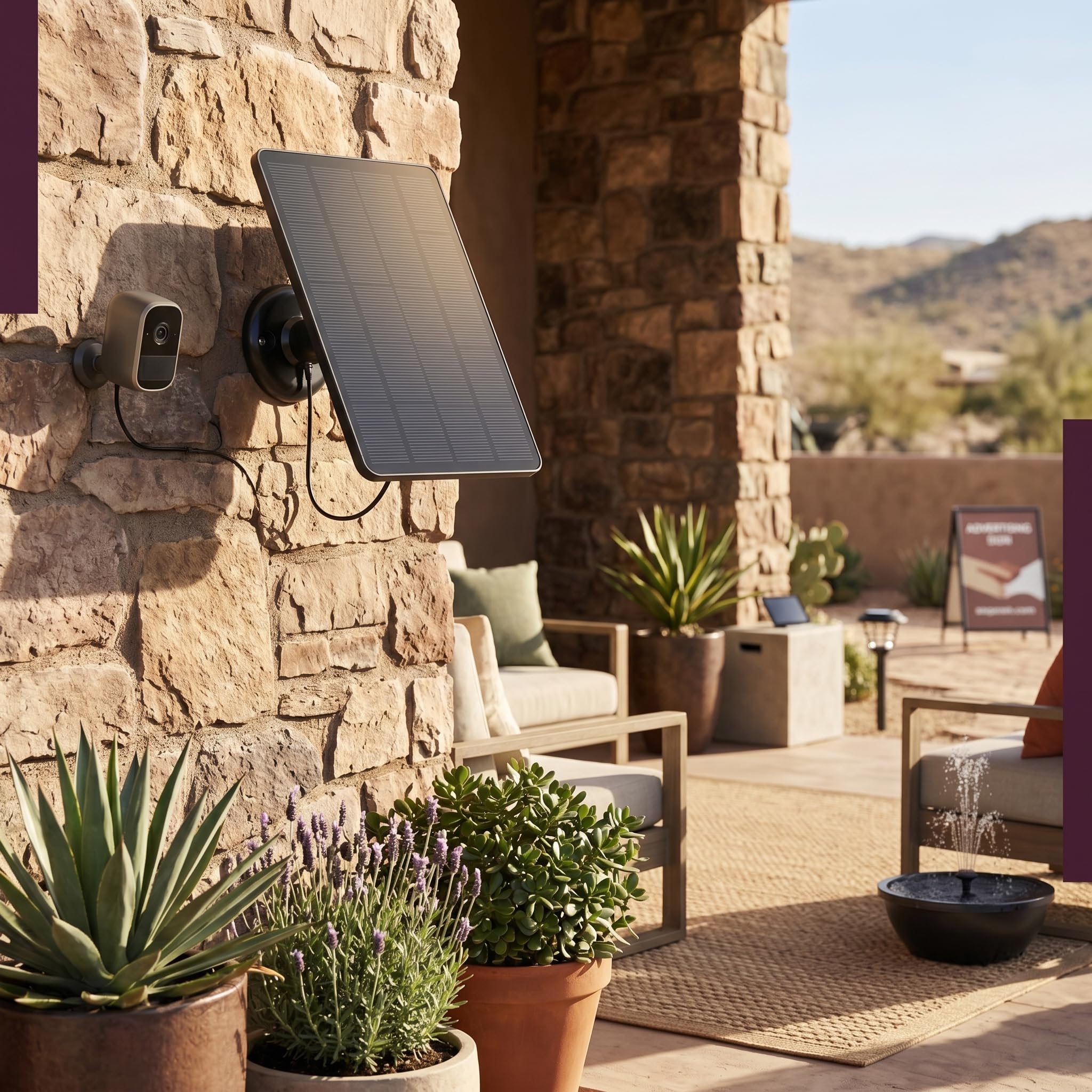Pannello Solare per Telecamera di Sicurezza Wireless, Pannello Solare Micro USB Impermeabile 10 W per Montaggio a Parete Regolabile per Telecamera di Sorveglianza (Nero)