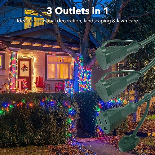 Miniatura 5 de BN-LINK Cable de extensión divisor de 1 a 3, 24 pies de extremo a extremo (36 pies en total), cable de alimentación de múltiples tomas, 163 SJTW