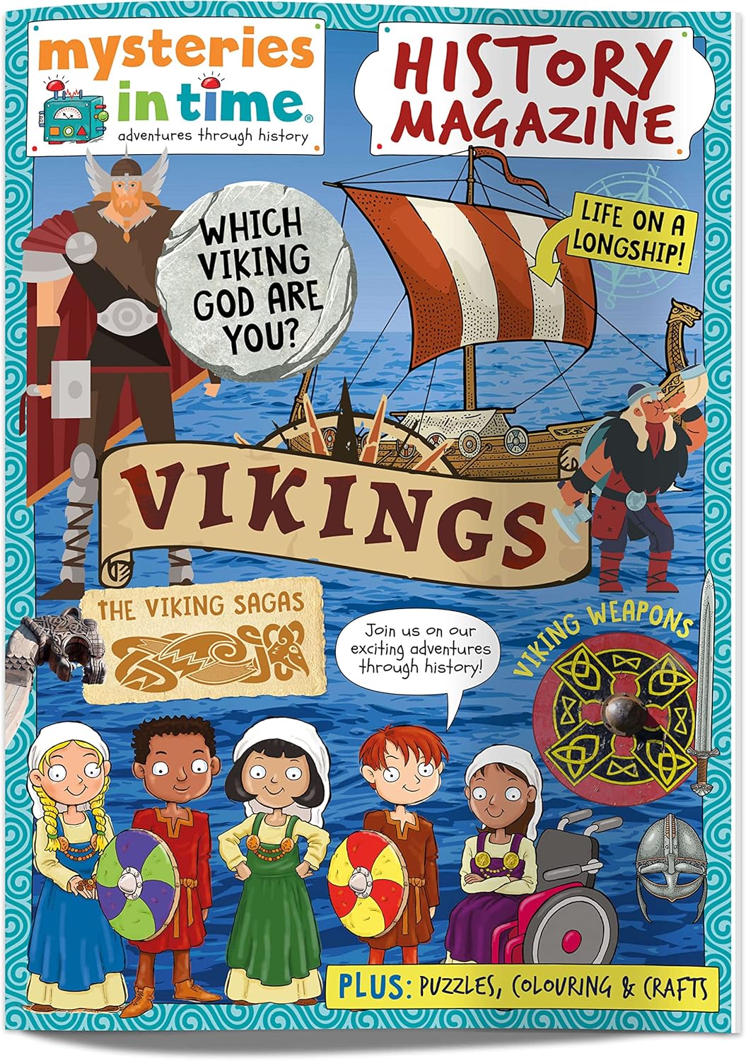 Mysteries in Time Vikings Activity Pack for Kids aged 6-11, with history Book & Magazine, perfect for screen-free Christmas gift Plane, Travel, Holiday, Wedding, Homeschool Fun Viking