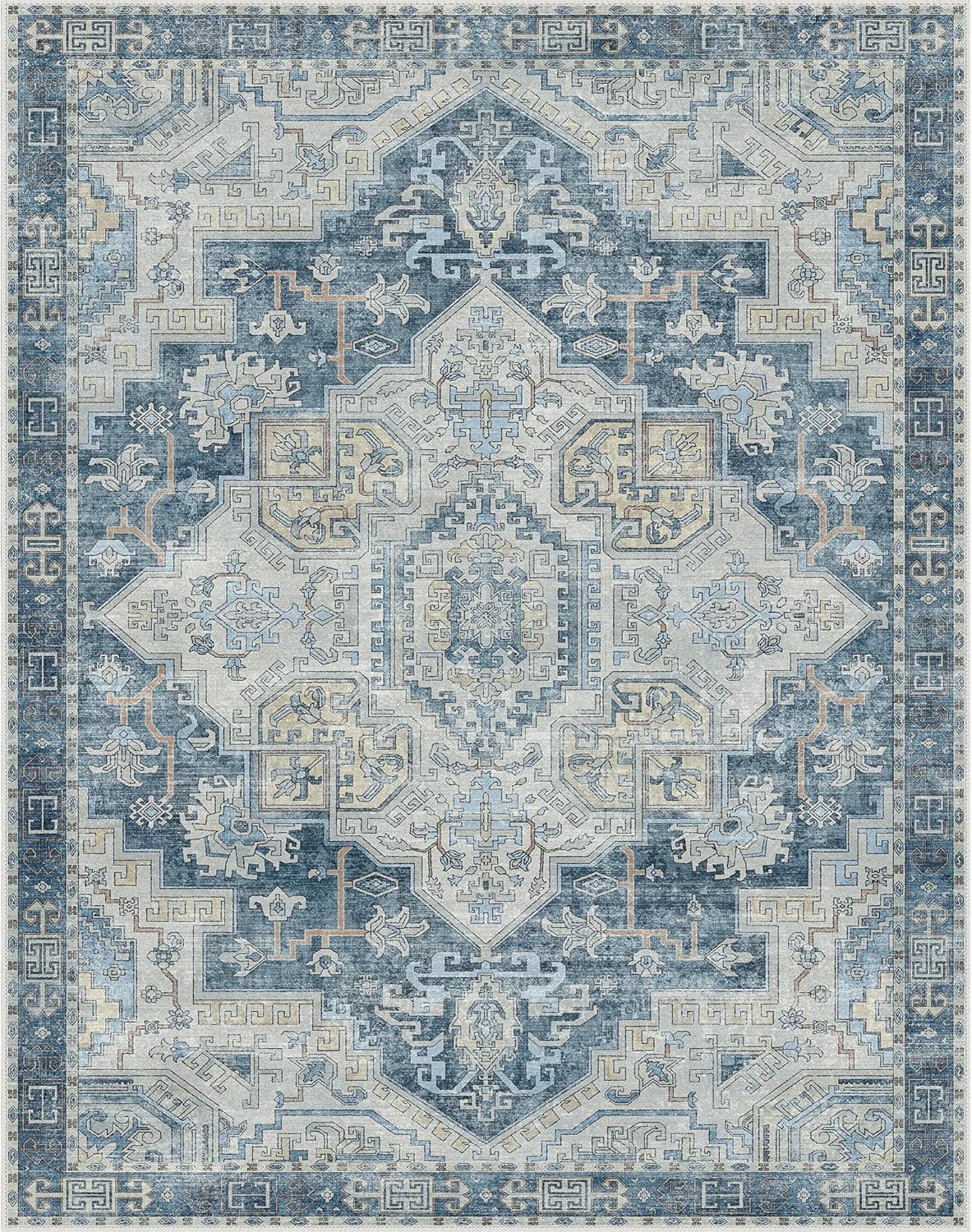 Tapis poil ras doux et antidérapant 160x230 bleu pour salle à manger