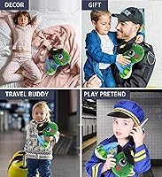 Vista 4 de DolliBu Peluche de oficial de policía de tortuga marina, disfraz de policía de tortuga marina con lindo uniforme de policía y traje de gorra, regalo