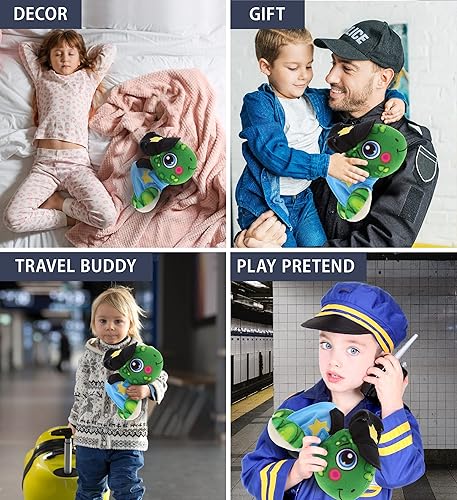 Miniatura 4 de DolliBu Peluche de oficial de policía de tortuga marina, disfraz de policía de tortuga marina con lindo uniforme de policía y traje de gorra, regalo