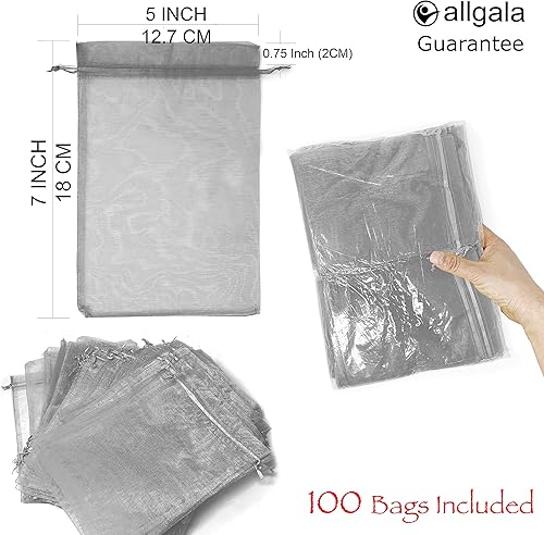 Miniatura 4 de Allgala 100 bolsas de regalo Orangza con cordón de 5 x 7 pulgadas, fucsia, PF53211