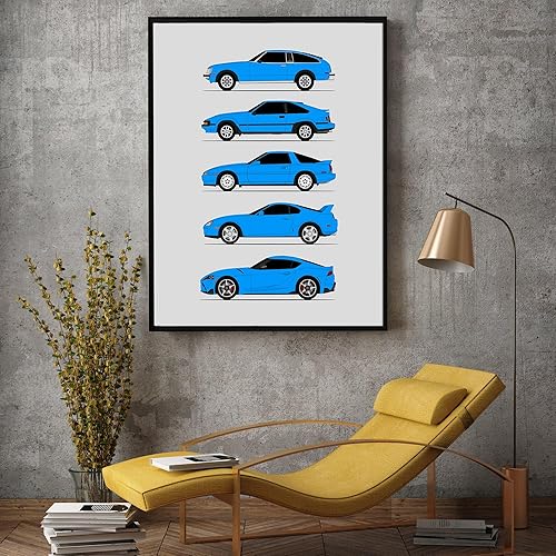 Vista 61 de Custom Car Posters Handmade Poster compatible with Toyota Supra Generations and Print of Toyota Supra - Blue, 11x14 Metallic Print (Unframed)