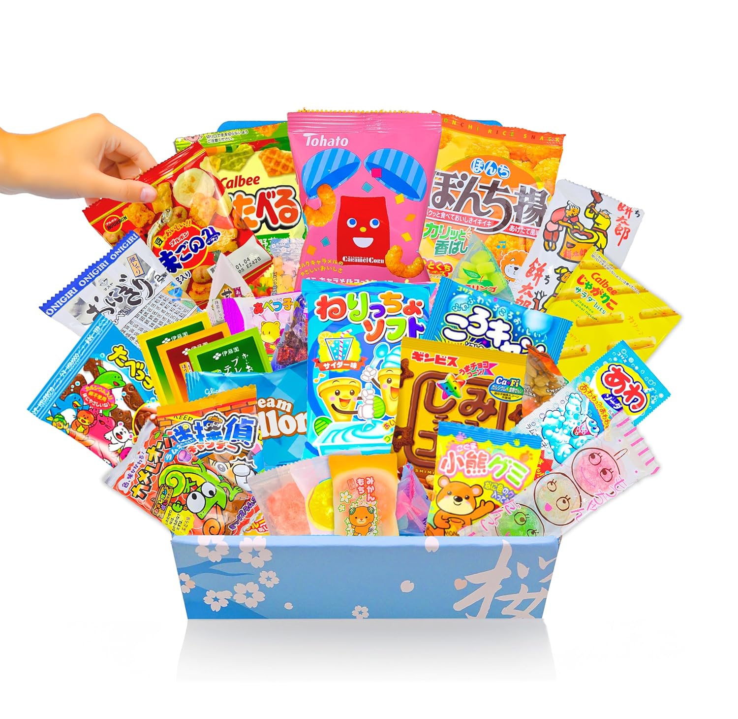Sakura Box Japanese Candy & Snacks Okashi Share Pack, Premium Okashi & Dagashi Food, Ocha Green Tea Drink