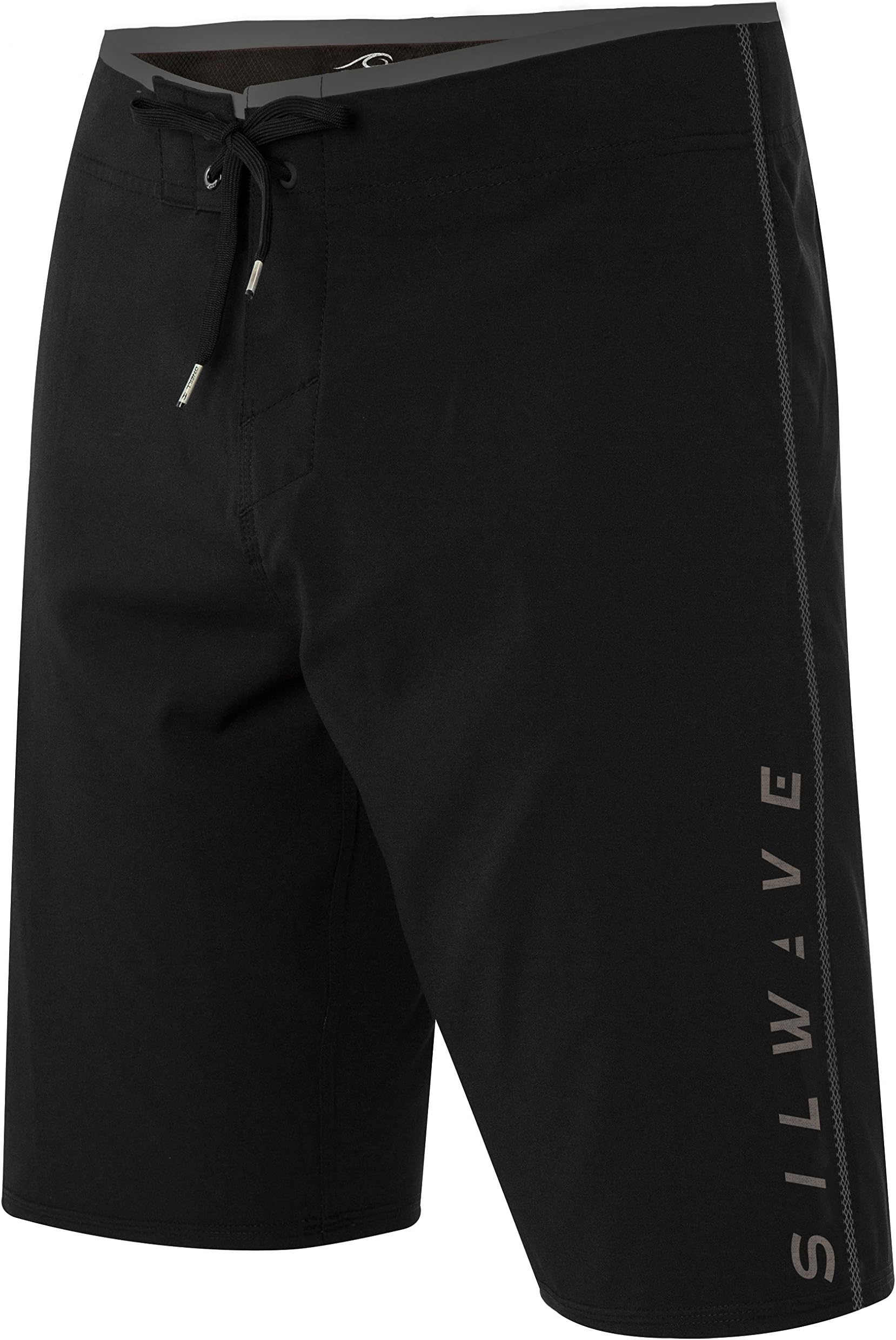 Silwave Men's DuraFit Stretch Solid Board Shorts, Black Textured, Size 36