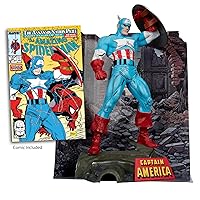 McFarlane Marvel Captain America Figura Locanda a Scala 1:6 con Scena e fumetto (The Amazing Spider)