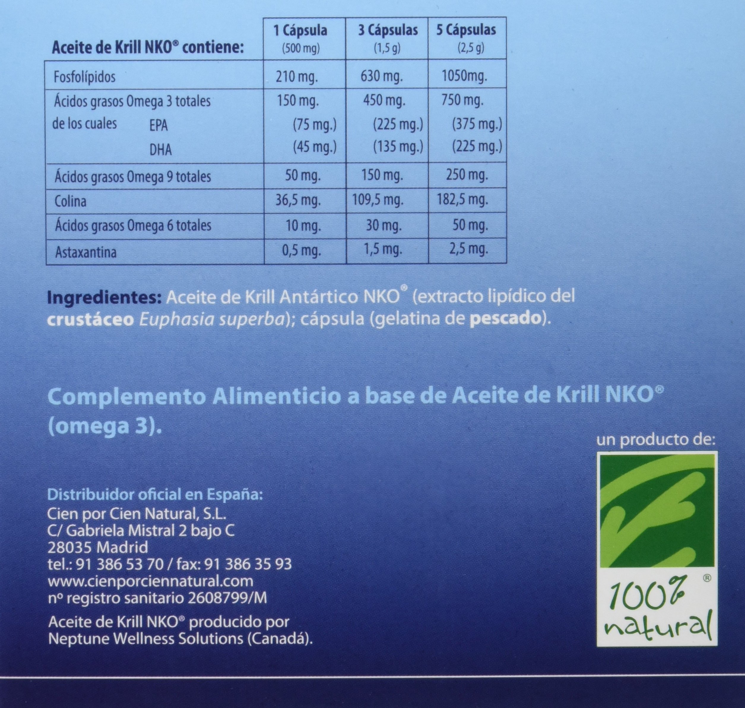 100% natural Aceite de Krill - 180 Cápsulas