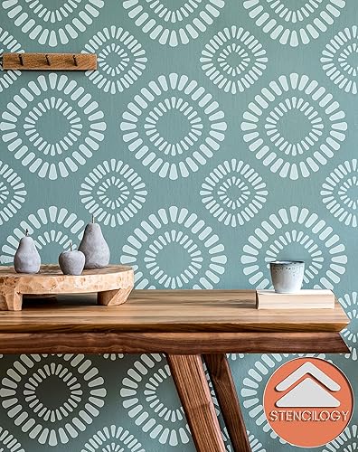 Miniatura 3 de STENCILOGY® / Asi - Plantilla de pared XL de 24 x 38 pulgadas, patrón de plantilla de pared floral grande, plantillas de pared grandes para pintar,