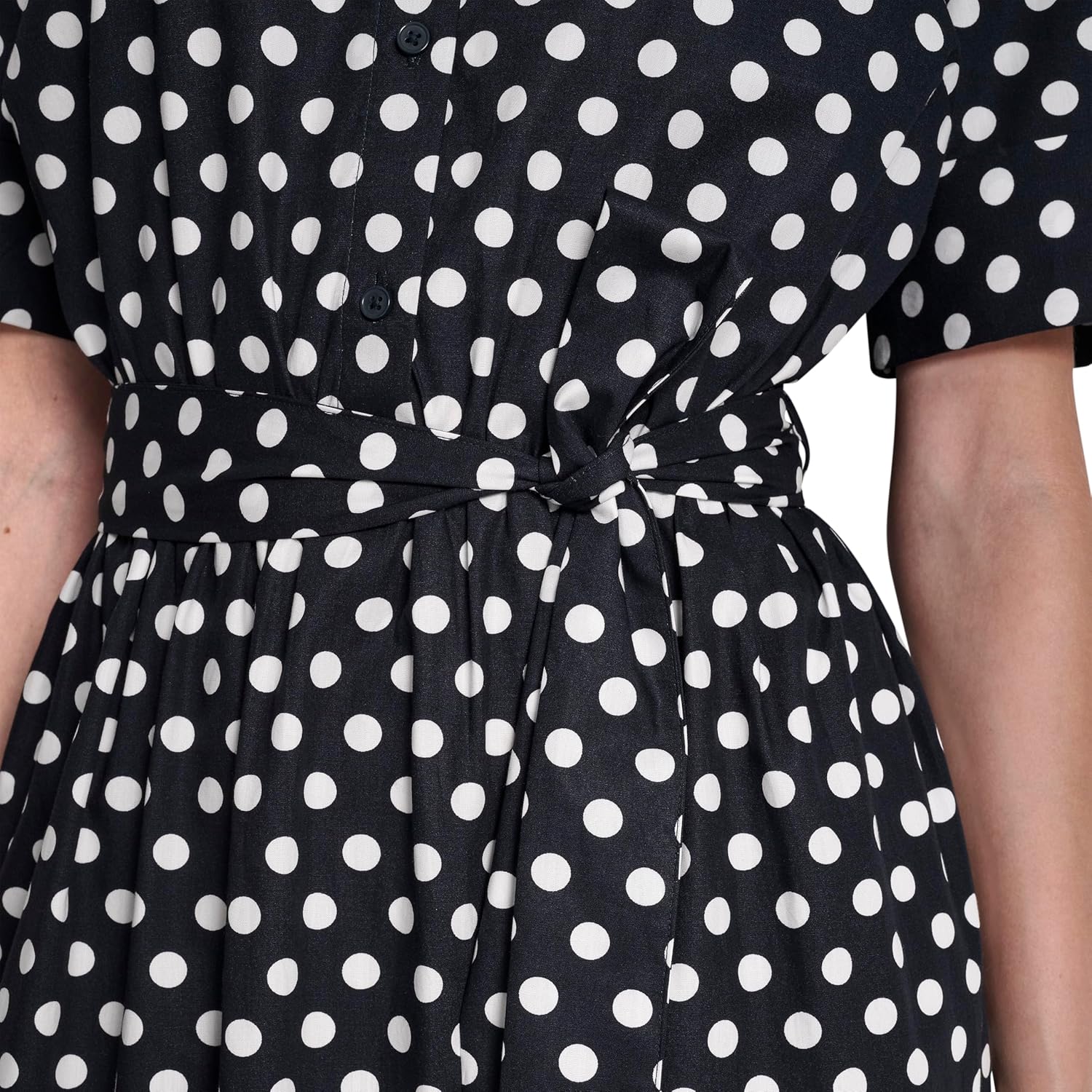 DKNY Women's Short Sleeve Cotton Poplin Collared Midi Shirtdress