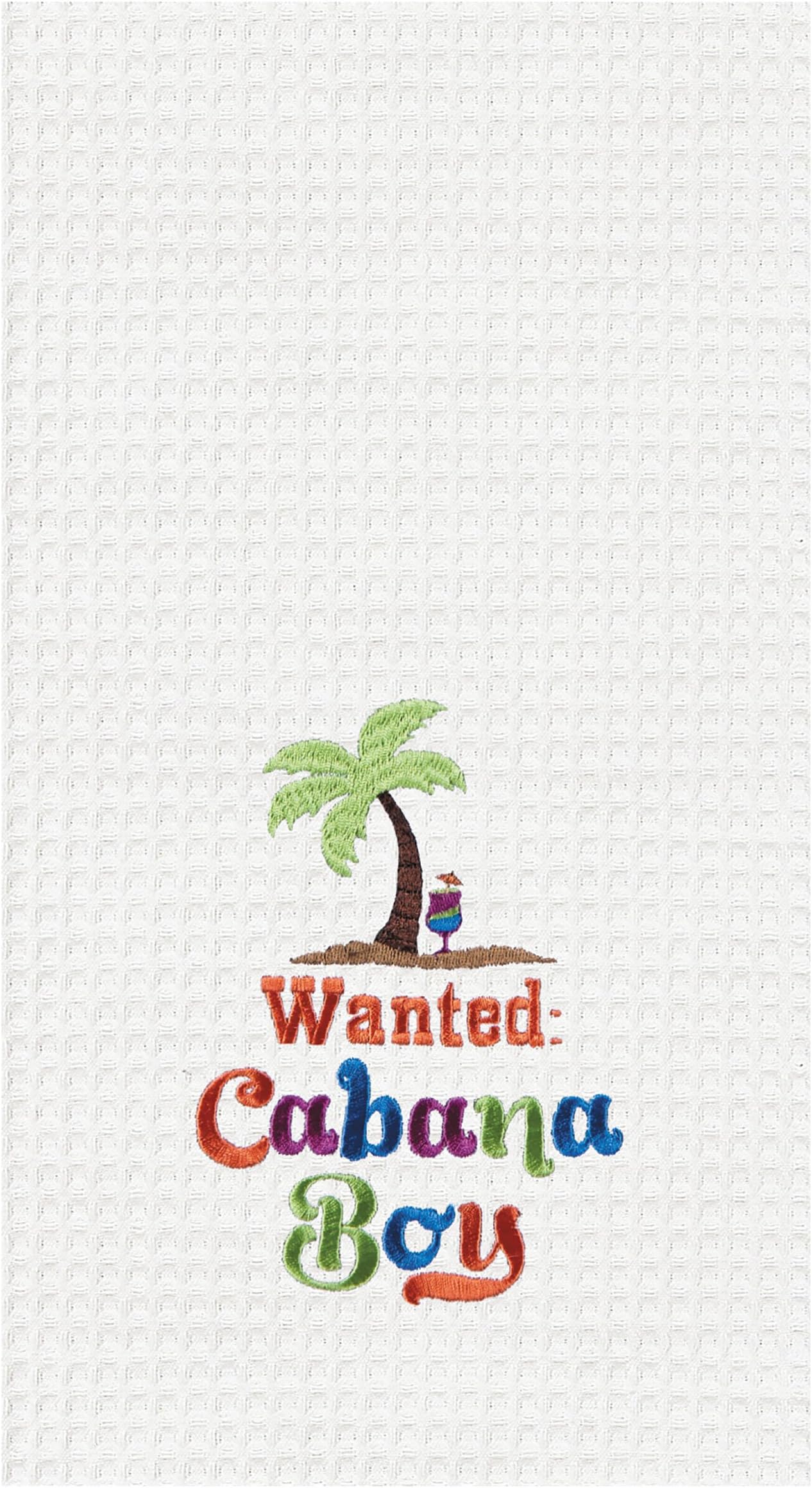 Wanted: Cabana Boy Cotton Waffle Weave Kitchen Towel Decor Decoration 18" x 27" White