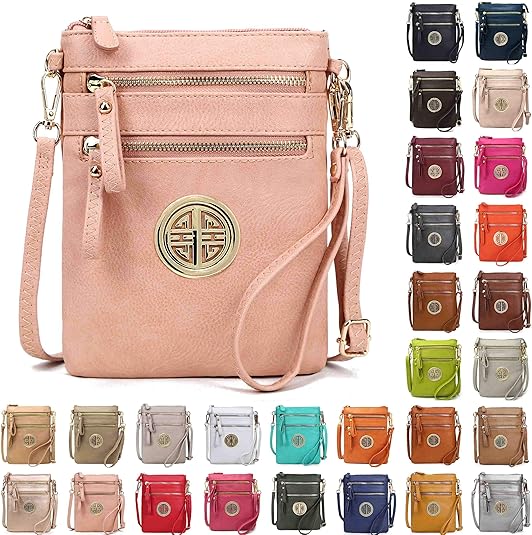 Solene Small Multi Zipper Pockets Crossbody Bag with Detachable Wristlet