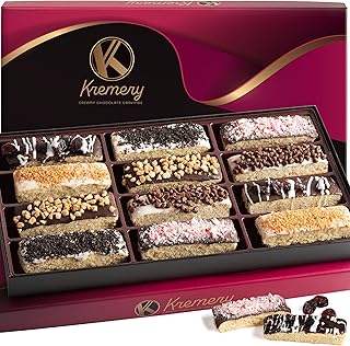 KREMERY Creamy Chocolate Cravings - Thanksgiving Chocolate Covered Biscotti Cookies Gift Basket, in Elegant Gift Box (12 Biscotties, Assorted Sweet Toppings) Holiday Xmas Christmas