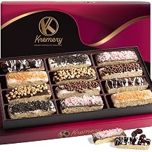 KREMERY Creamy Chocolate Cravings - Chocolate Covered Biscotti Cookies Gift Basket with Candied Toppings (12 Biscotties) Sweet Treats in Elegant Box, Kosher