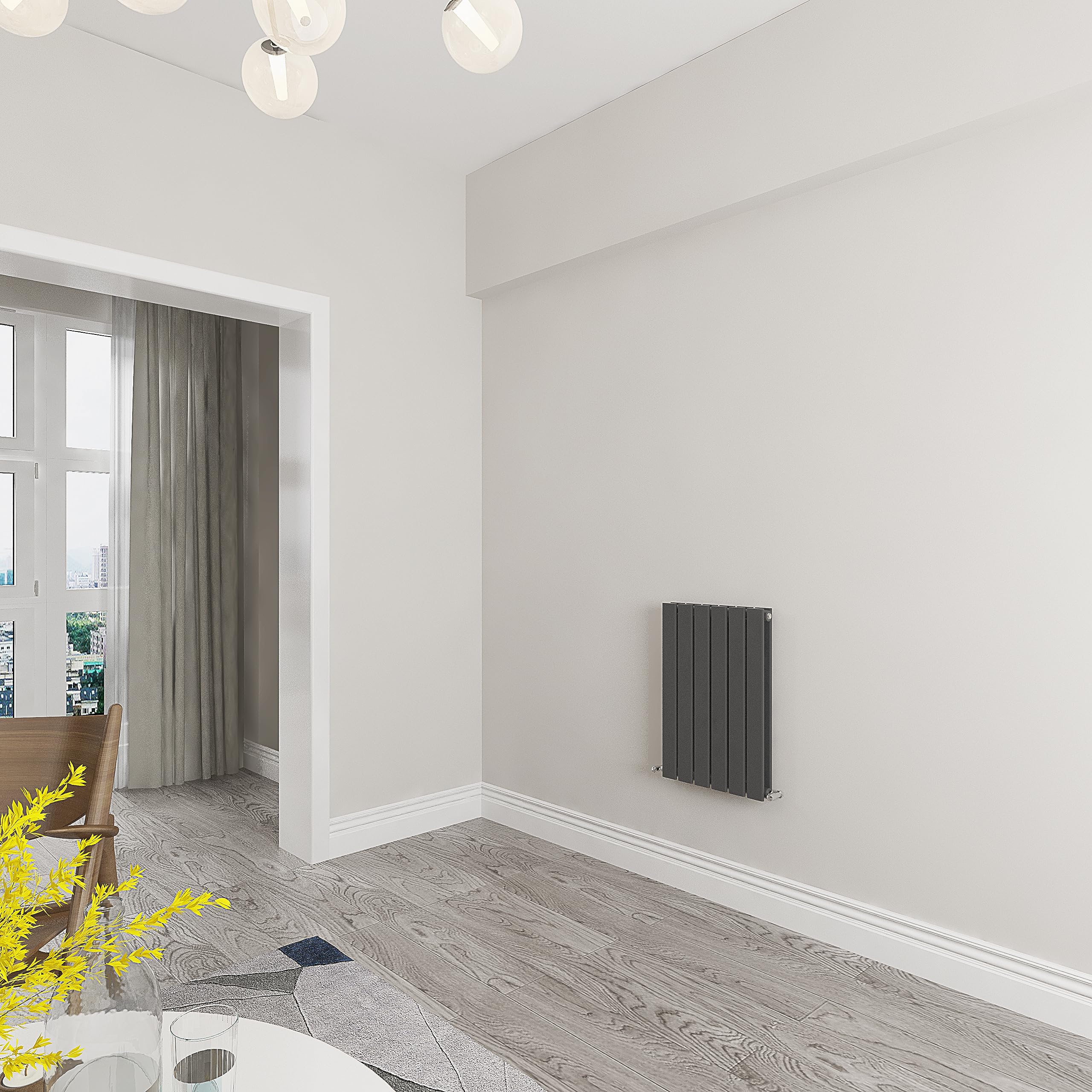 Skybathroom | 600x408mm Horizontal Anthracite Flat Double Panel Small Central Heating Radiator