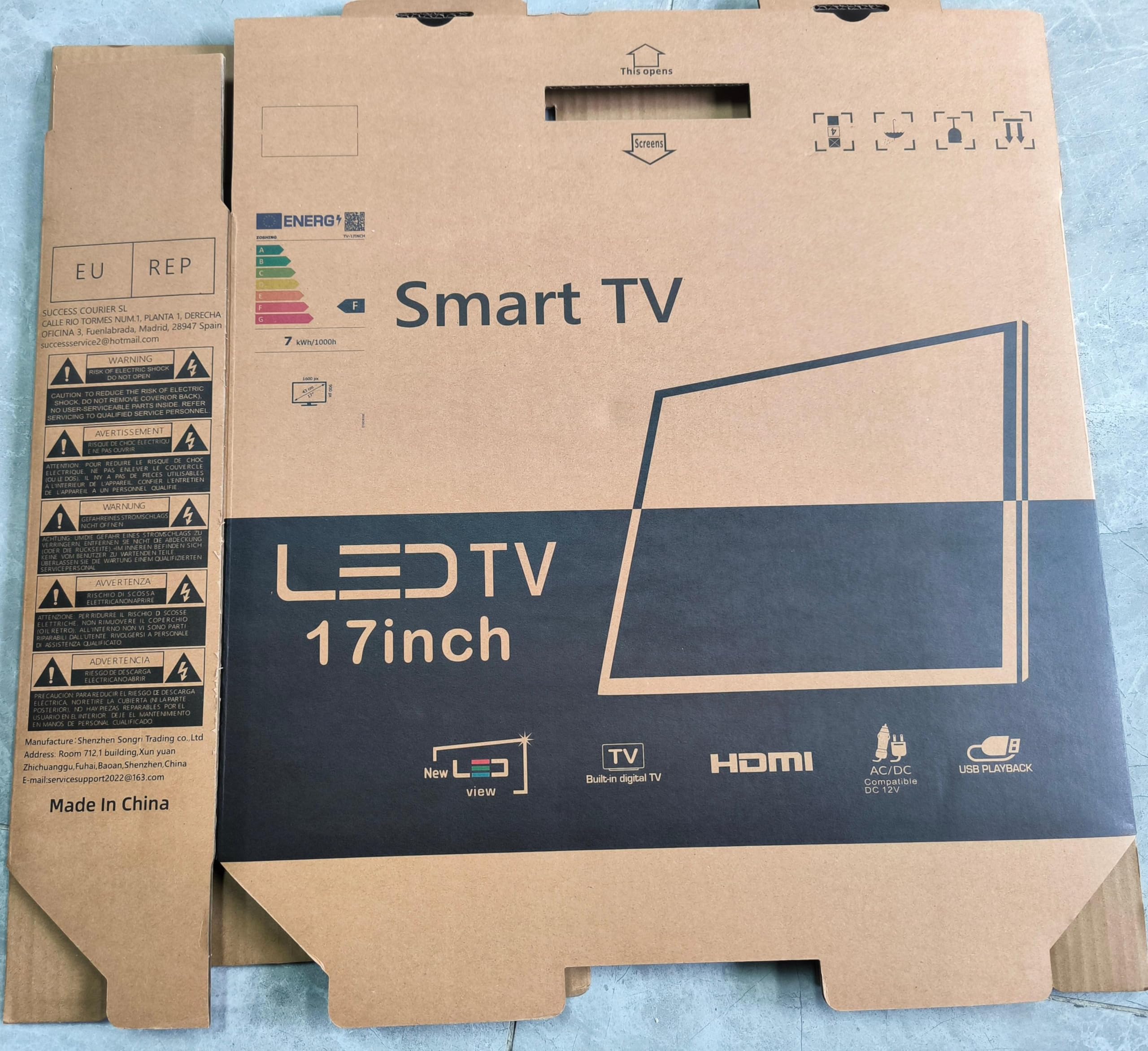KCR Smart TV, 17-calowy LED, cyfrowy DVB-T2, przenośny telewizor Freeview, gniazdo USB, wyjście słuchawkowe, pilot zdalnego sterowania koncentryczny, wejście AV, wejście HDMI, czarny
