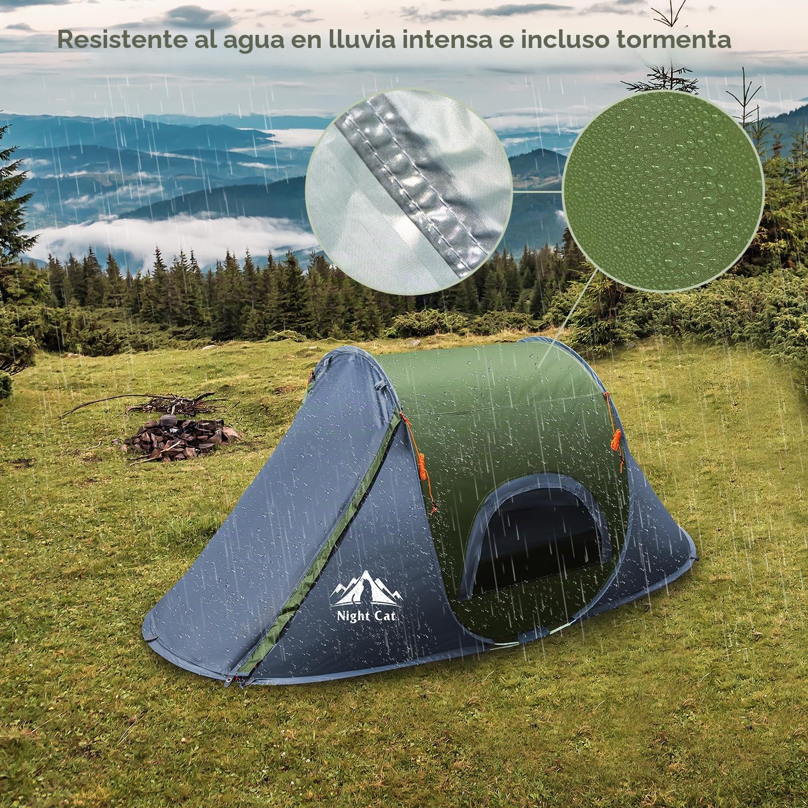 Tienda de campaña desplegable Night Cat: Tienda de campaña para 1 Persona, Impermeable, instalación instantánea, fácil instalación al Aire Libre