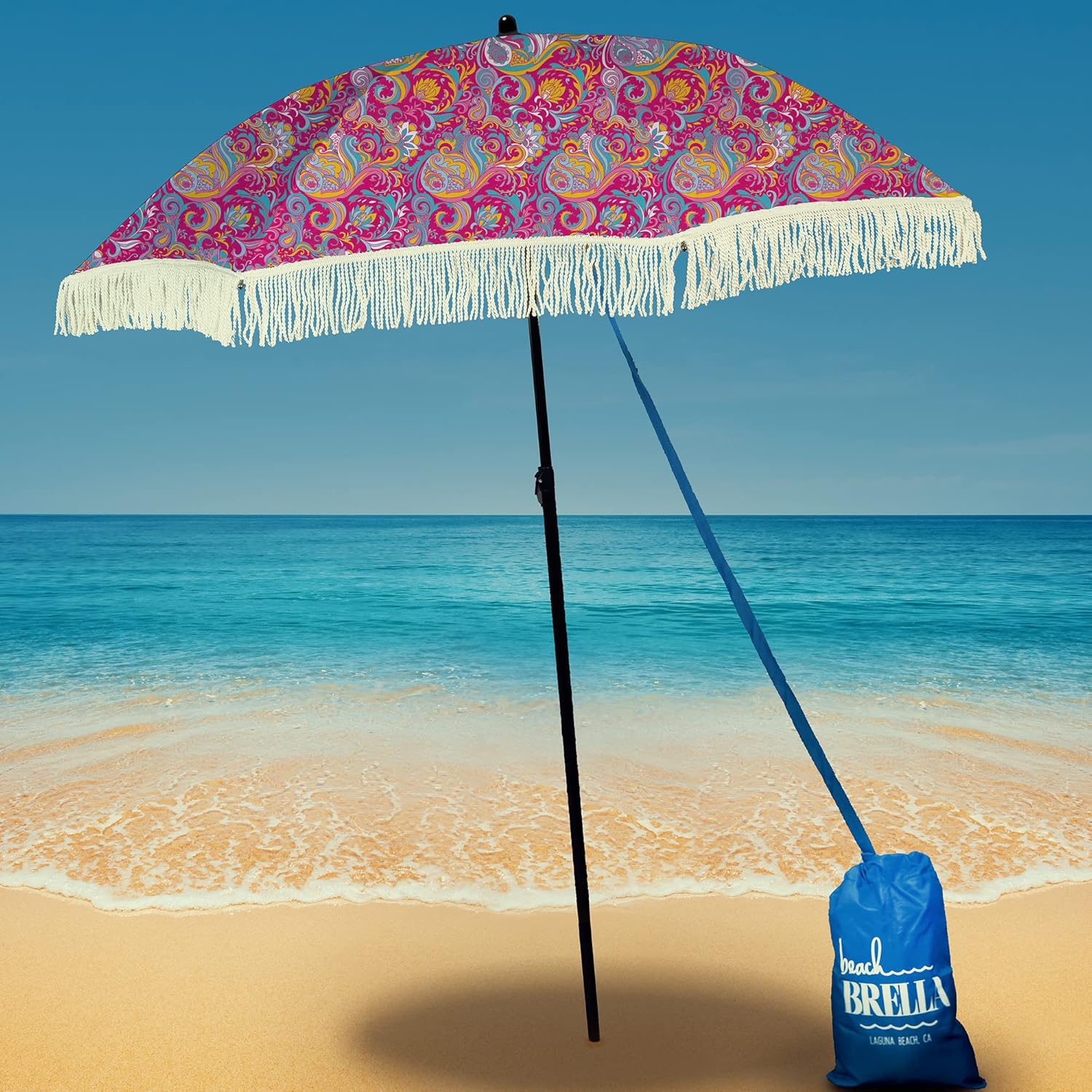 Fashionable Sun Umbrella with Sand Anchor, Lightweight and Water Resistant, Fade and Water Resistant Fabric, Perfect for Beach, Pool, Camping, and Outdoor Activities
