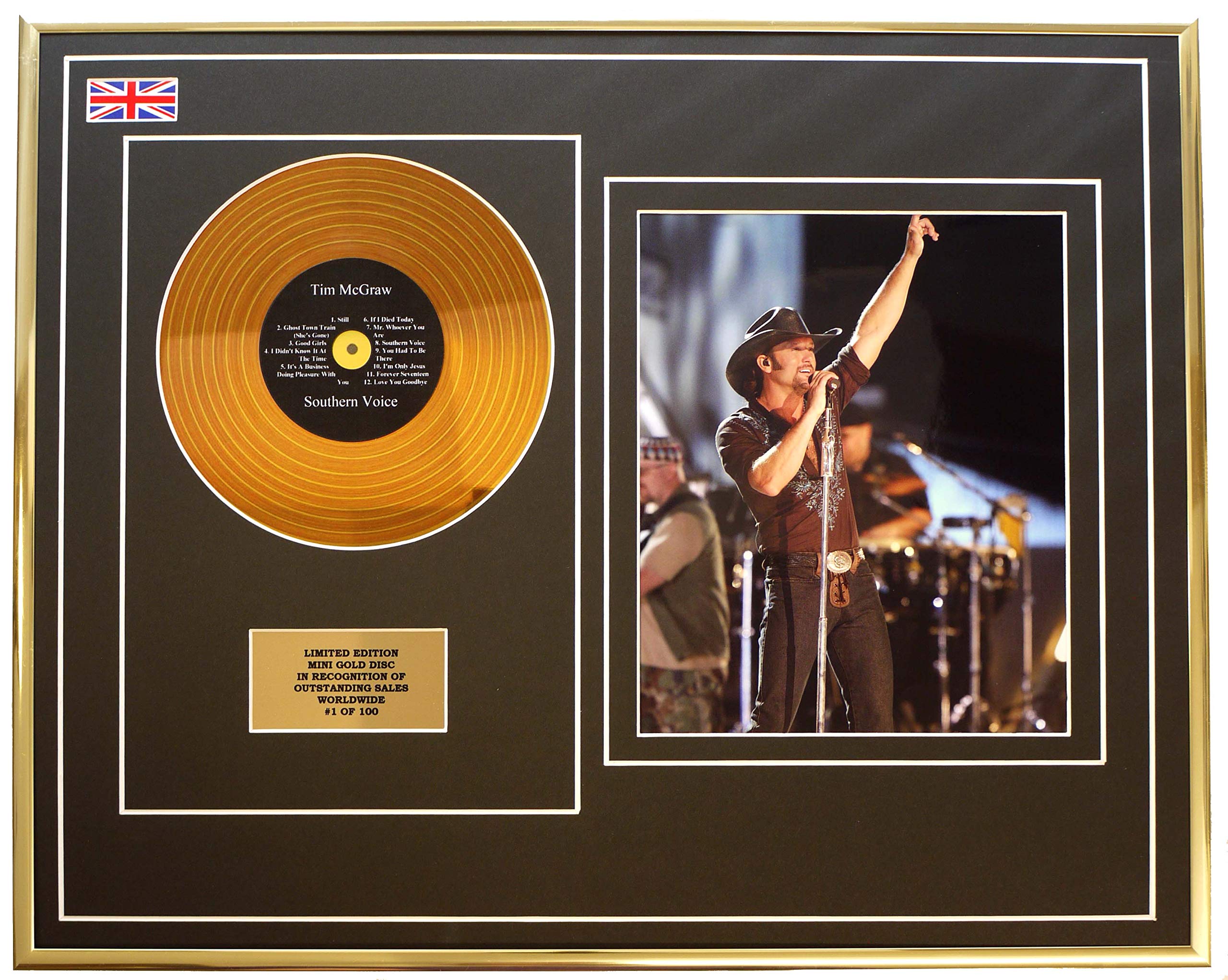 Tim McGraw/MINI Metall Gold DISC & Foto Display/Limitierte Edition/COA/Southern Voice