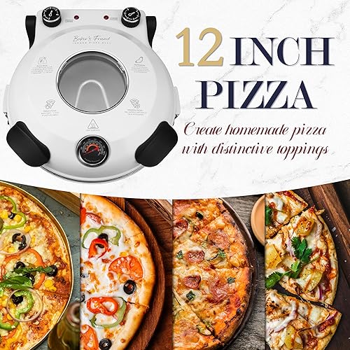 Miniatura 6 de Baker's Friend Horno eléctrico de pizza para encimera, máquina de 12 pulgadas para el hogar, cocina y parrilla, horno de piedra de cerámica