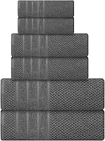 Vista 55 de Juego de toallas de baño - 100% algodón - 2 toallas de baño, 2 toallas de mano y 2 toallitas - Grandes, gruesas, esponjosas, absorbentes, secado