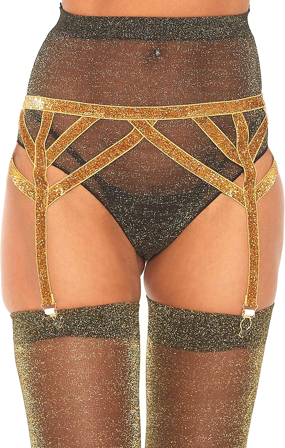 Leg Avenue Women's Shimmer Lurex Elastic Garter Belt