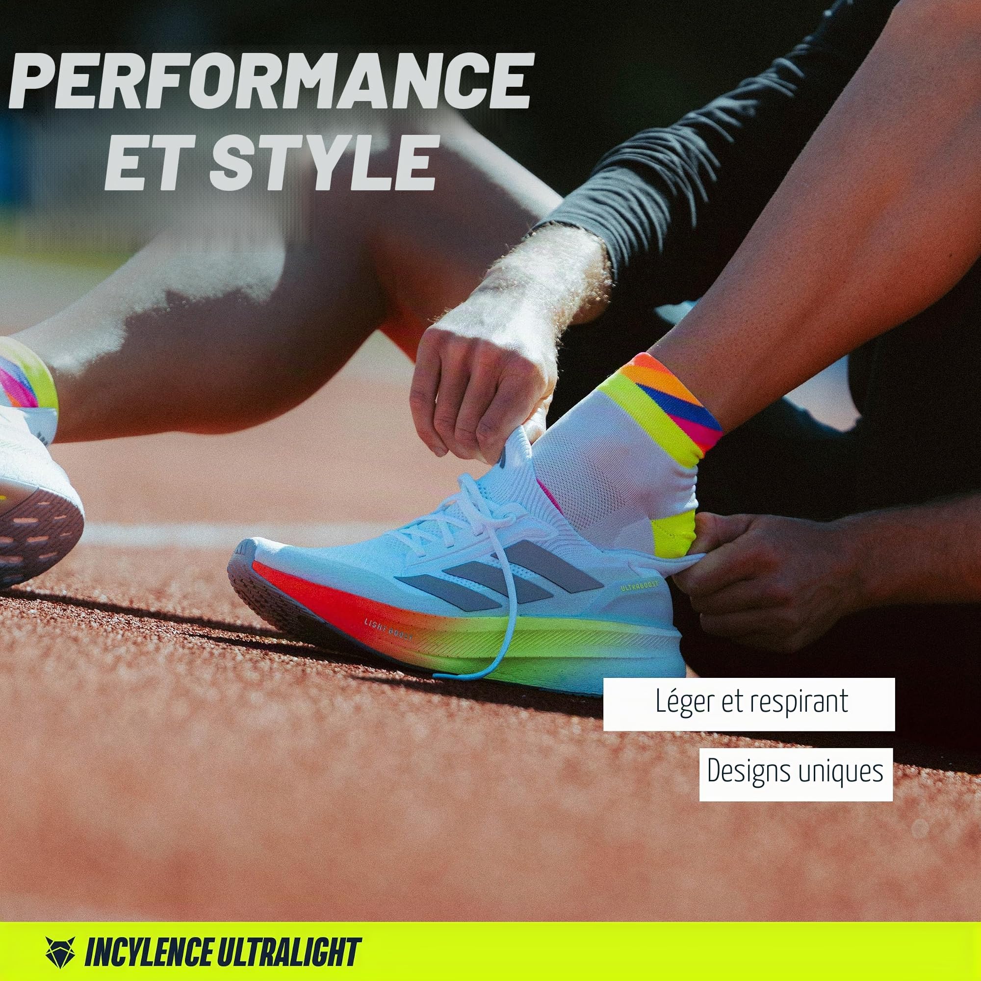 INCYLENCE - Chaussettes de sport Stages Short- pour le running - hautes/légères/respirantes - protection contre les ampoules