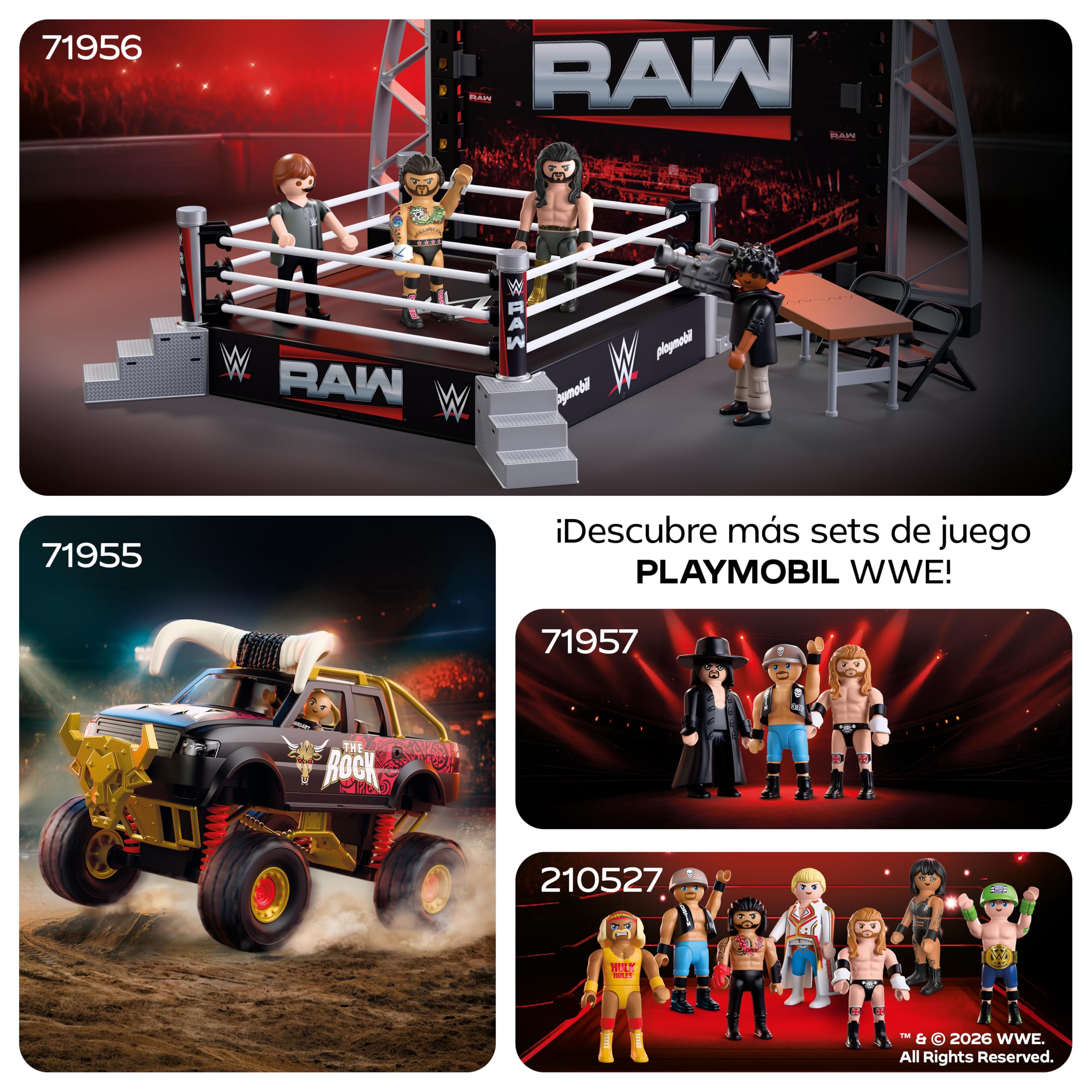 PLAYMOBIL | WWE® | The Rock Monster Truck | Monster Truck con suspensión, Cuernos y Figura de The Rock | para Fans a Partir de 5 años | 71955