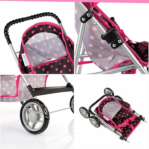 Miniatura 9 de Cochecito de muñeca de bebé  Cochecito para niñas  Cochecito paraguas para niños - Carro de juego ligero para niños pequeños de 1 a 3 años
