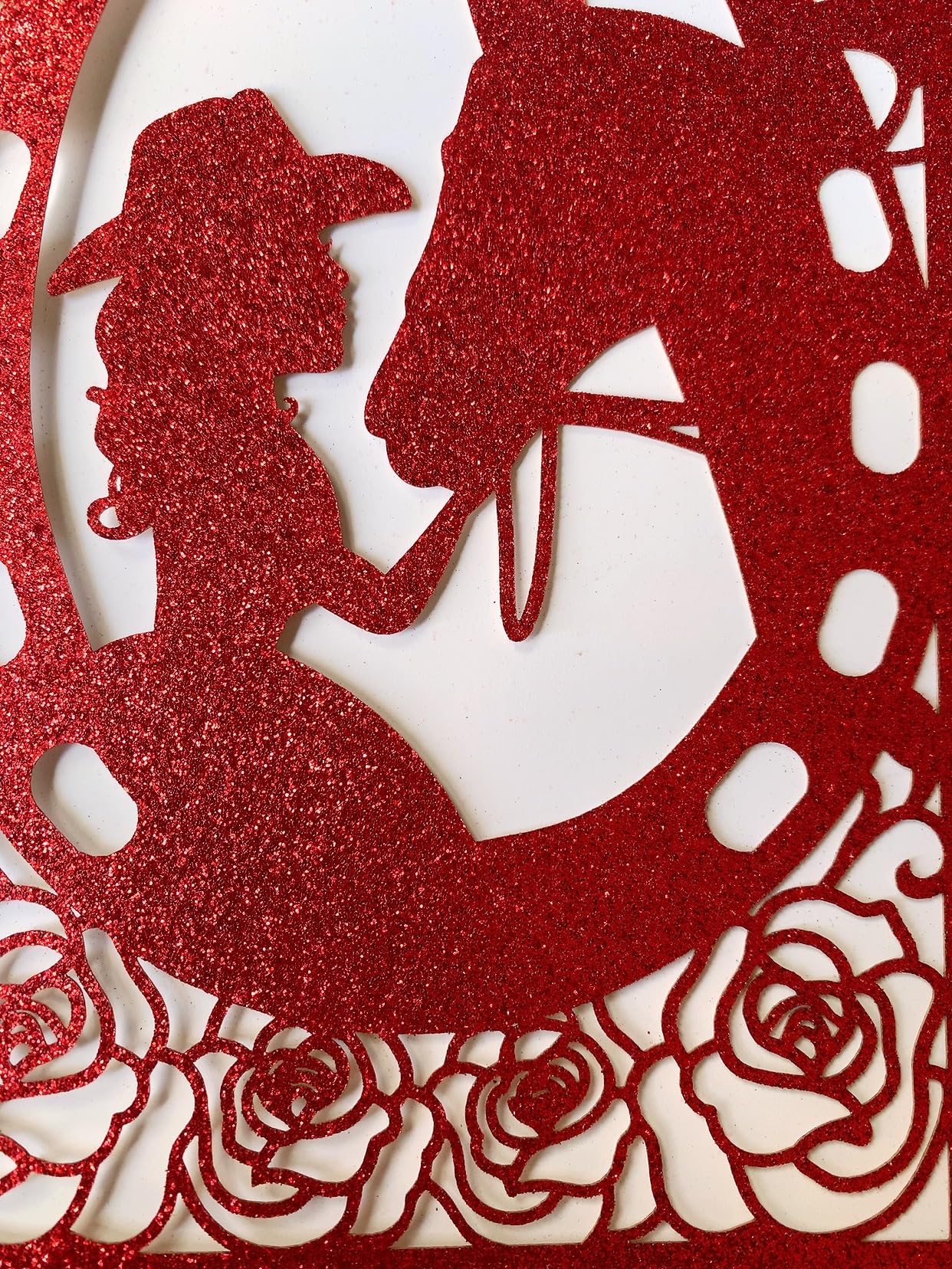 Quinceanera Einladungskarten aus Glitzer-Papier, 50 Stück, für 16 Partys, glitzernd, Pferd, Laserschnitt, Westernhochzeitskarten mit Umschlag (rot, ganzes Set)