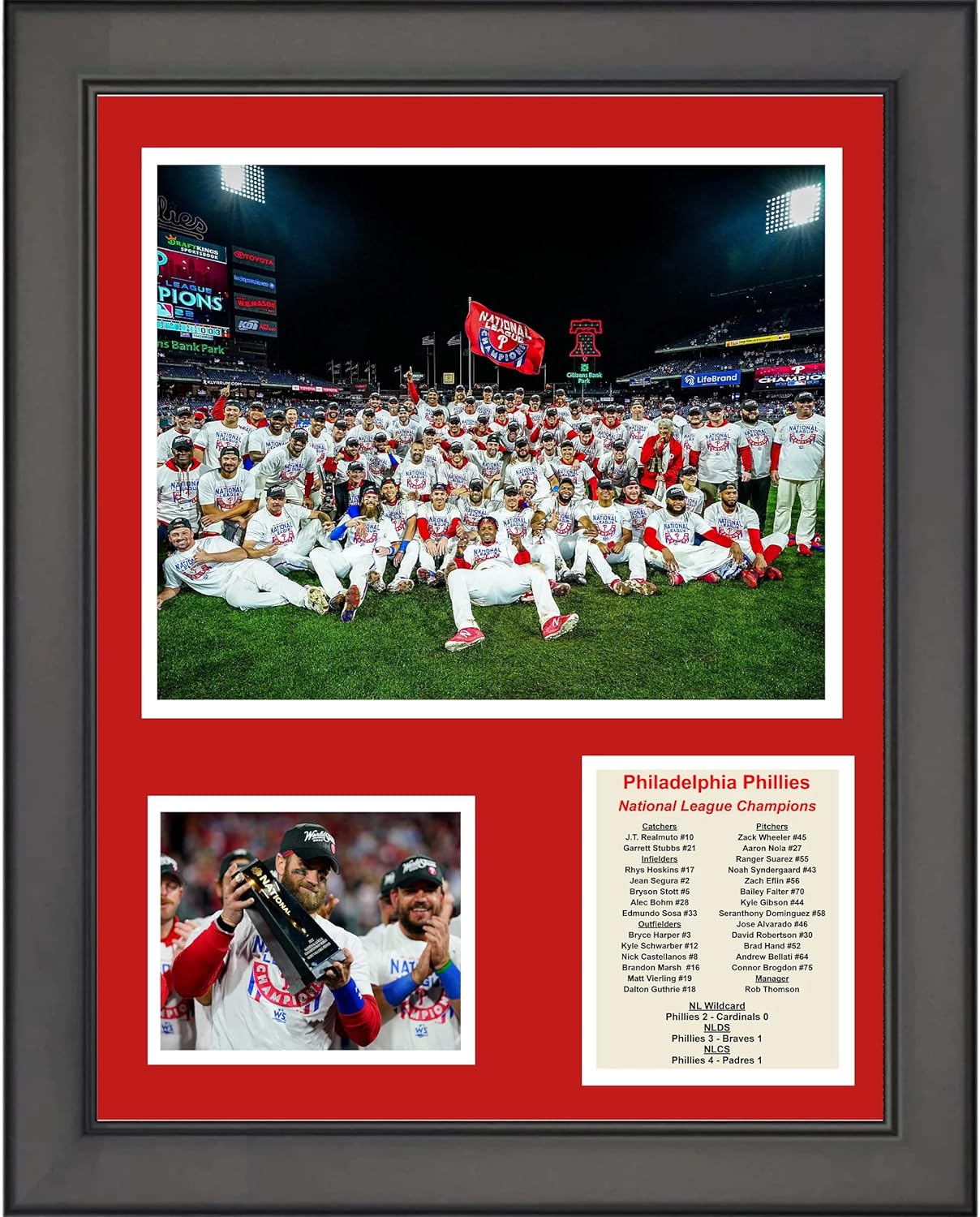 Framed Philadelphia Phillies 2022 National League Champions 11"x14" Baseball Three Photo Collage