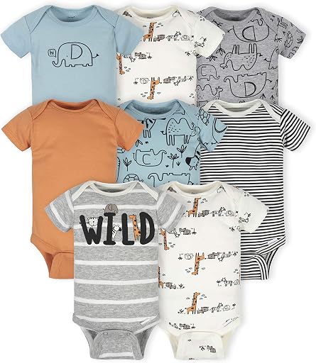 Gerber Baby Boys 8-Pack Short Sleeve Onesies Bodysuits