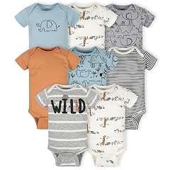 Gerber Baby Boys 8-Pack Short Sleeve Onesies Bodysuits and Toddler T-Shirt Set Jungle Blue 3-6 Months US